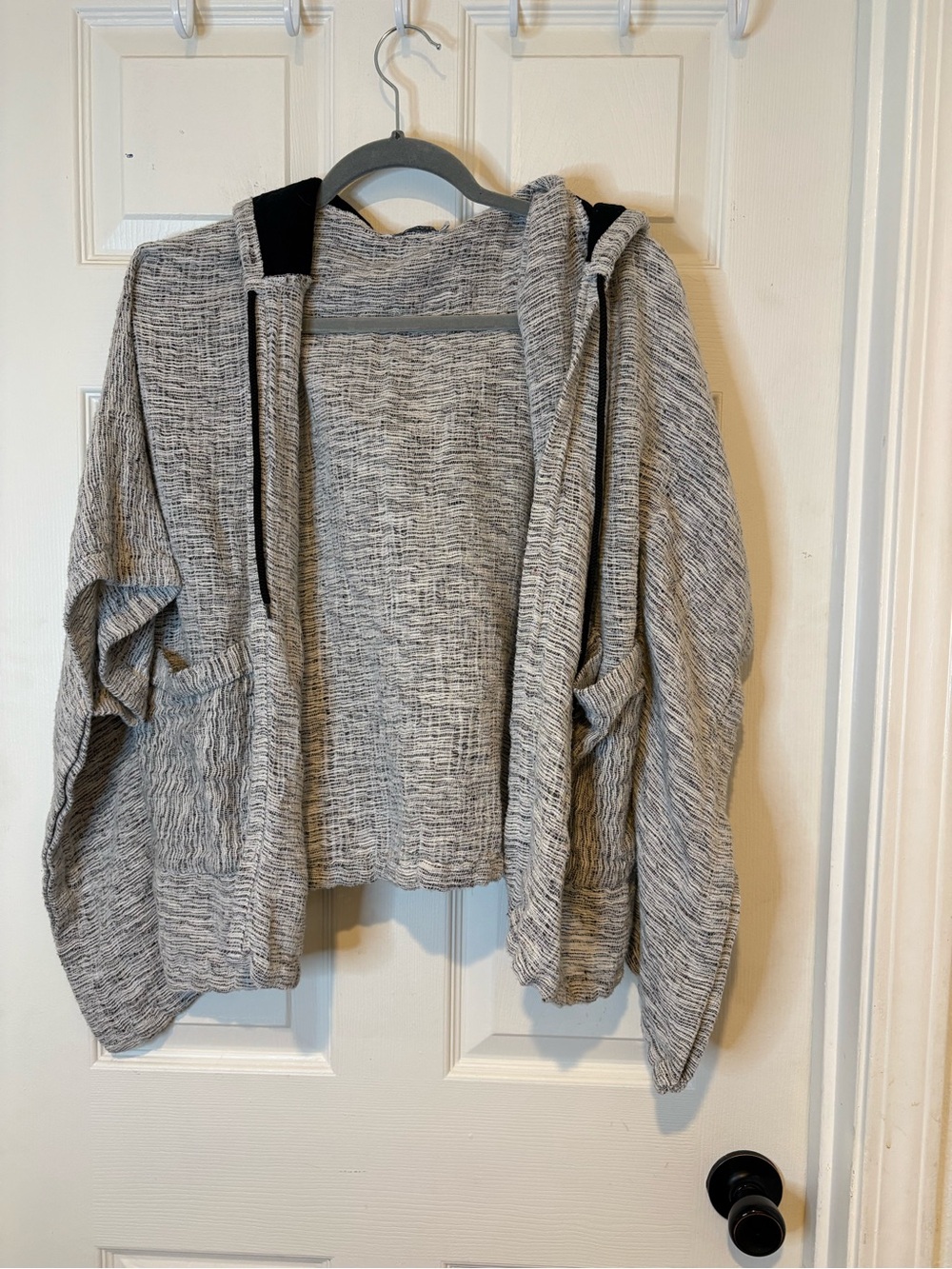 Earthbound Women's Light Gray Open Front Hooded Poncho Jacket M/L